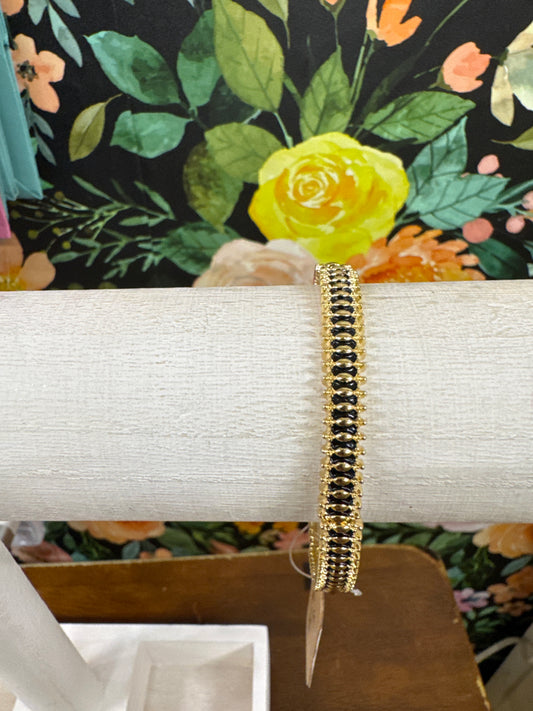 TIPI GOLD/BLK STRETCH BRACELET