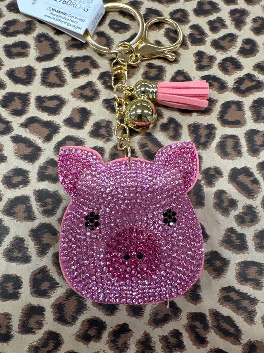 PUFF GLITTER KEY CHAIN-PIG FACE
