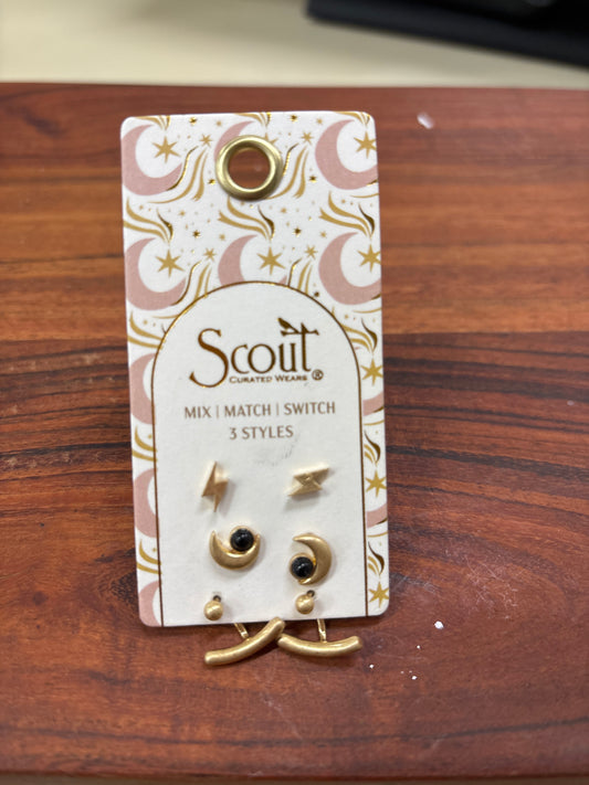 SCOUT STUD TRIO EAR JACKET-BLACK-GOLD