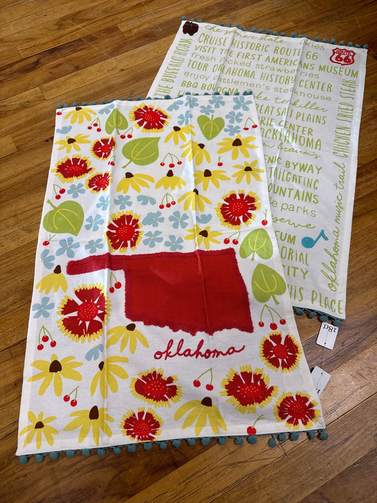 180 DEGREES-SET/2 OKLAHOMA BLOOM TEA TOWEL