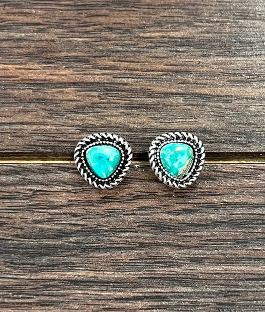 ISAC STUD SILVER/TURQ GEMSTONE