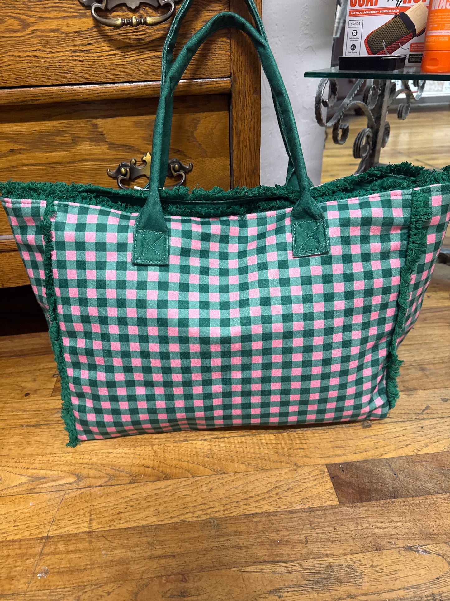 PINK/GREEN CHECKERED BAG