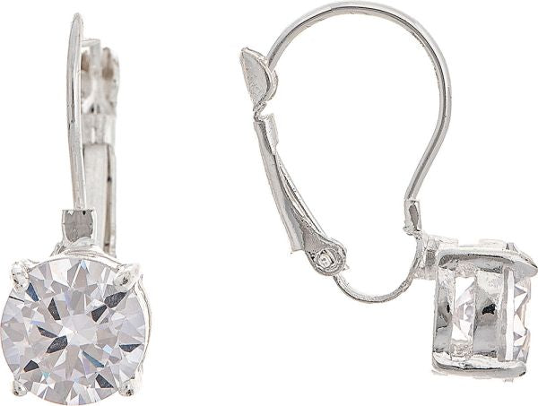 RAIN-CL CRYSTAL LEVER BACK EARRINGS-SILV