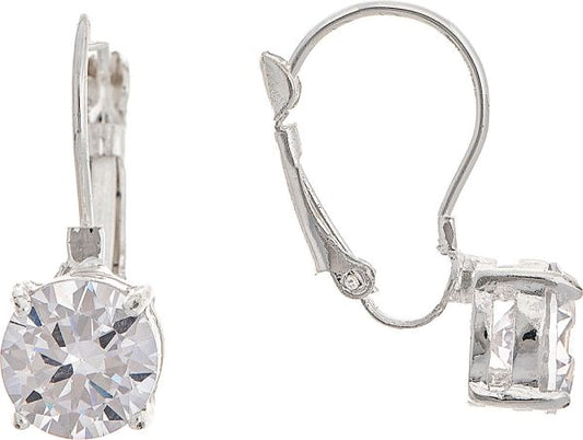 RAIN-CL CRYSTAL LEVER BACK EARRINGS-SILV