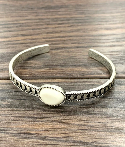 ISAC-WHITE TURQ CUFF BRACELET