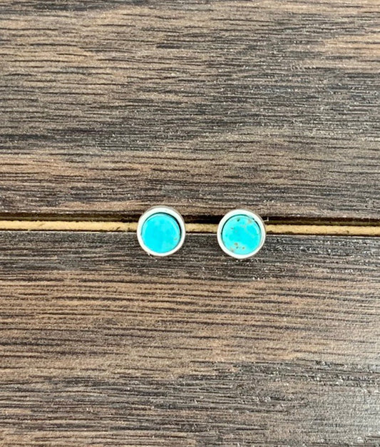 ISAC TURQ ROUND STUD EARRINGS