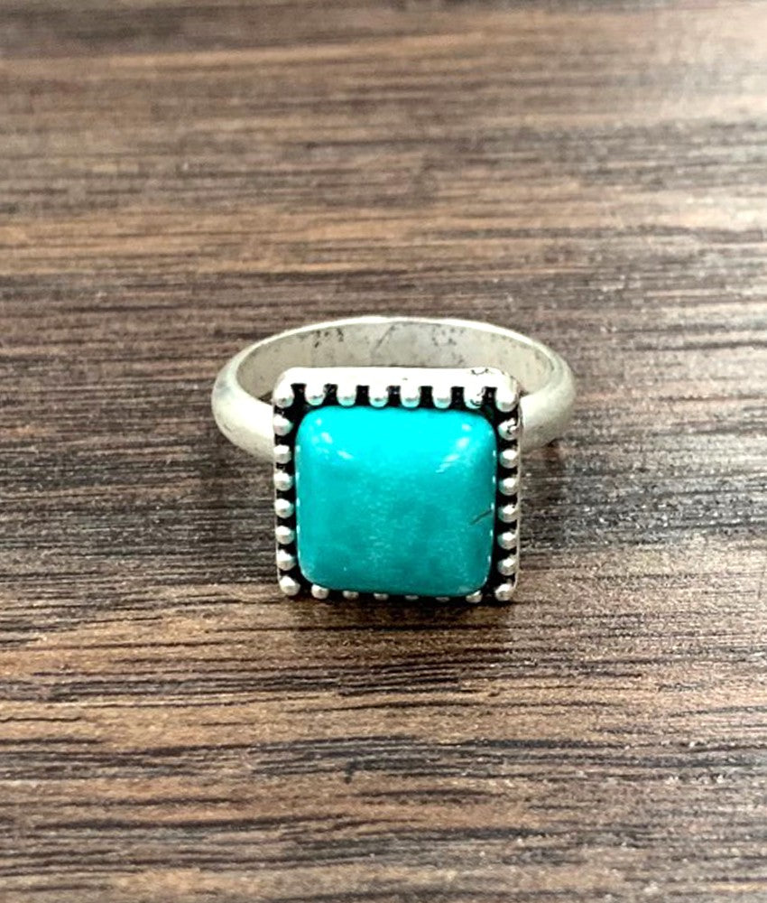 ISAC-10MM SQ TURQ ADJ RING