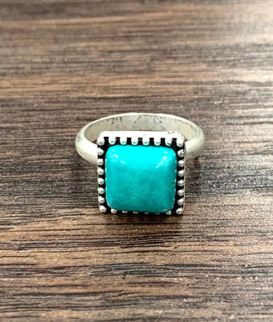 ISAC-10MM SQ TURQ ADJ RING