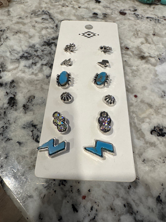 TIPI SET OF 6 STUD EARRINGS-LIGHTENING