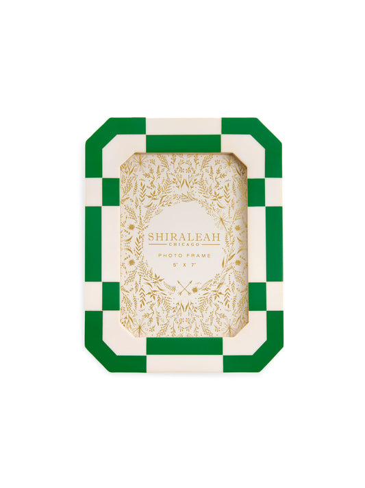 SHIRALEAH 5X7 GREEN AND WHITE CHECKERED FRAME