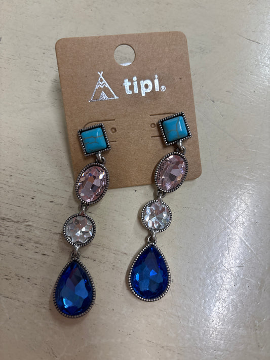 TIPI TURQUOISE/PINK/WHITE/BLUE DANGLING EARRINGS