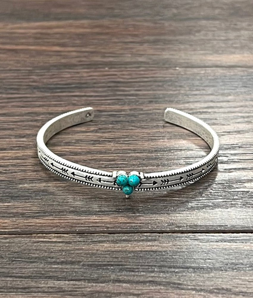 ISAC TURQ CUFF W/ 3 ROUND TURQ STONES