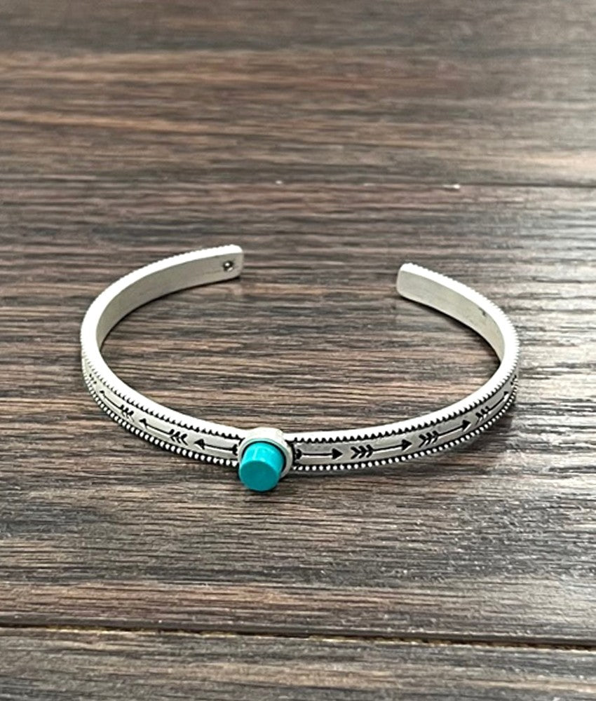 ISAC TURQ CUFF BRACELET W/ROUND TURQ STONE