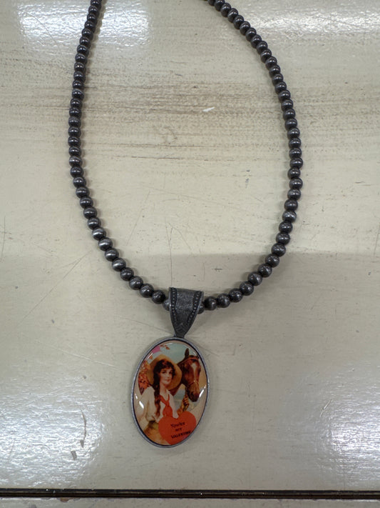 SILVER NECKLACE W/CHARM-YOUR MY VALENTINE