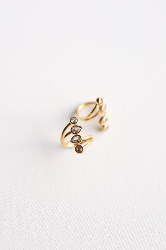 BELJOY-RINKA CRYSTAL RING-GOLD ADJ