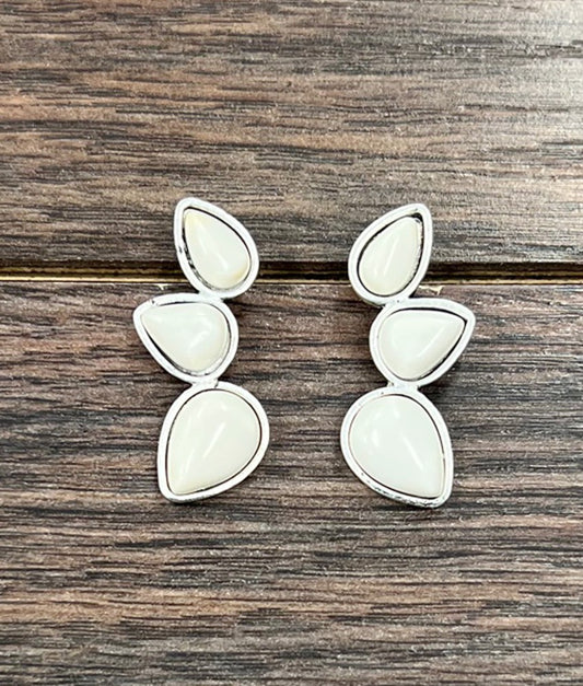 ISAC-WHITE TURQ STUD EARRINGS