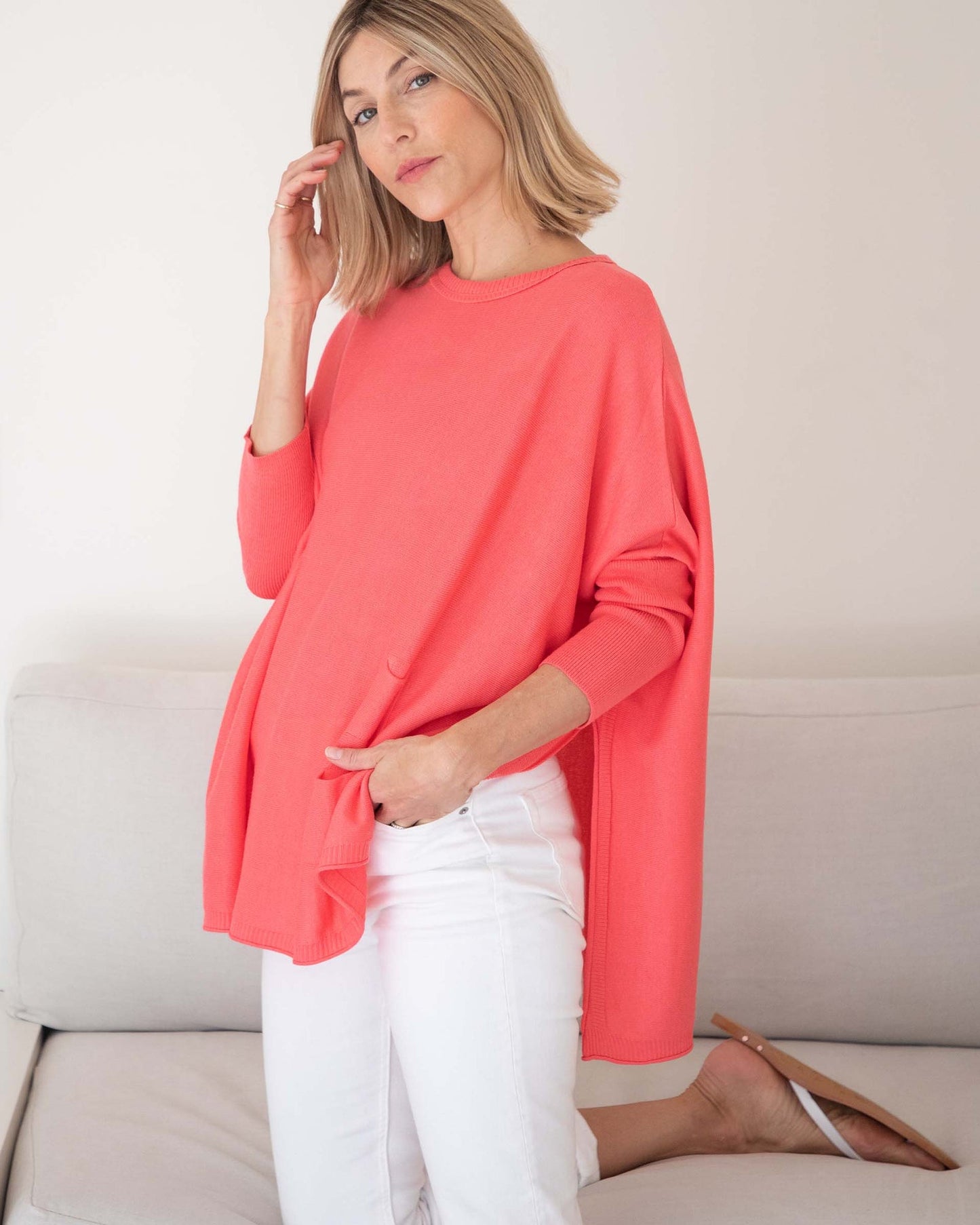 MERSEA CATALINA CREWNECK-CORAL-OS