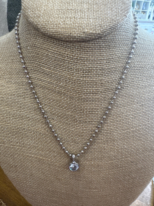 SPLENDID IRIS NECKLACE BOLD  PENDANT W/PAVE SLIDE-SILVER