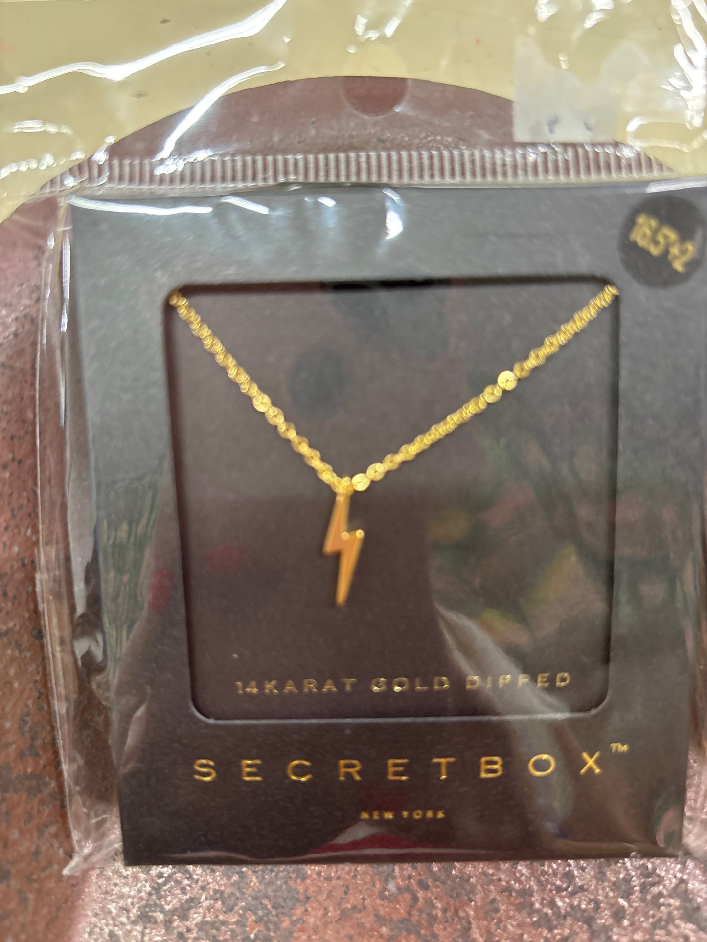 SECRET BOX GOLD NECKLACE-LIGHTENING BOLT