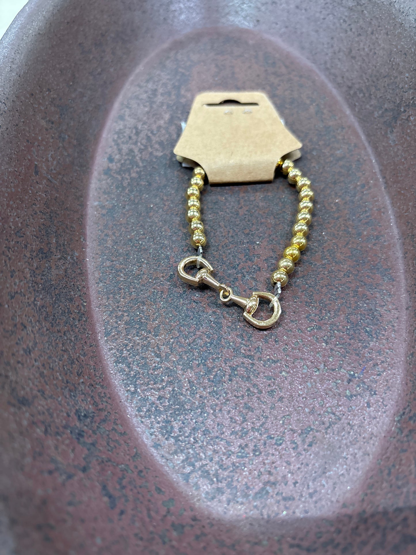 GOLD BEAD LINK STRETCH BRACELET