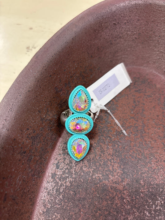 STRETCH TURQ/STONE RING