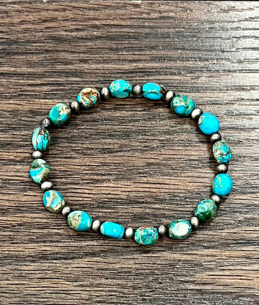 ISAC-OVAL GEMSTONE STRETCH BRACELET