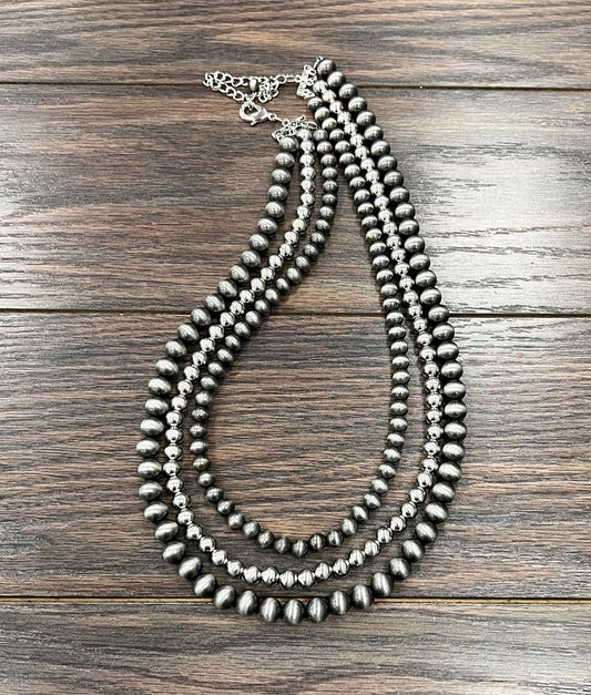 ISAC SILVER NAVAJO NECKLACE-2 TONE