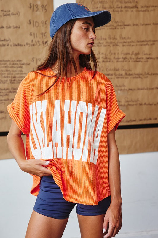 OKLAHOMA COMFY GRAPIC SWEATSHIRT S/S-ORANGE