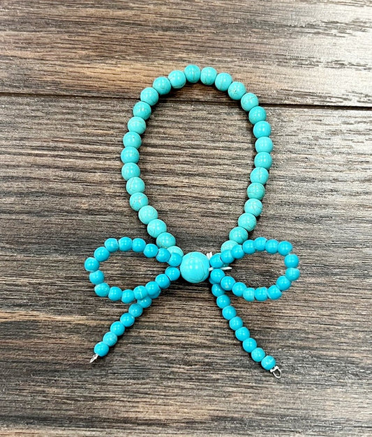 ISAC BOW STRETCH BRACELET-TURQ