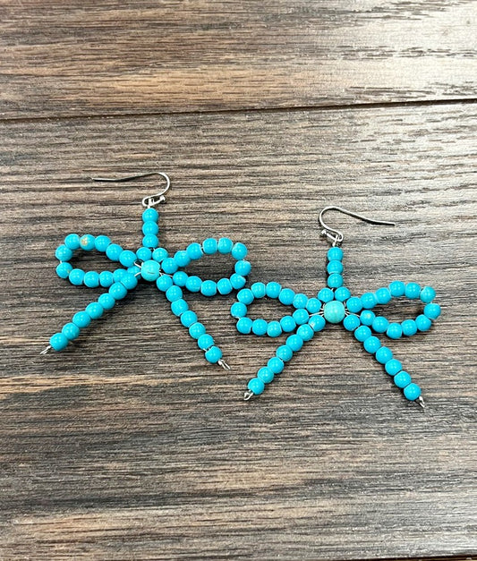 ISAC-BOW EARRINGS-TURQ