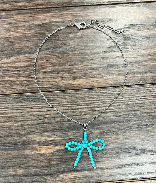 ISAC-16'BOW NECKLACE -TURQ