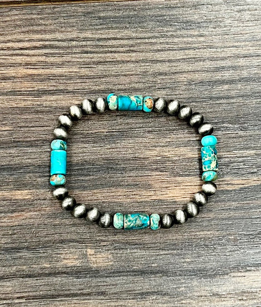 ISAC GEMSTONE & NAVAJO STRETCH BRACELET