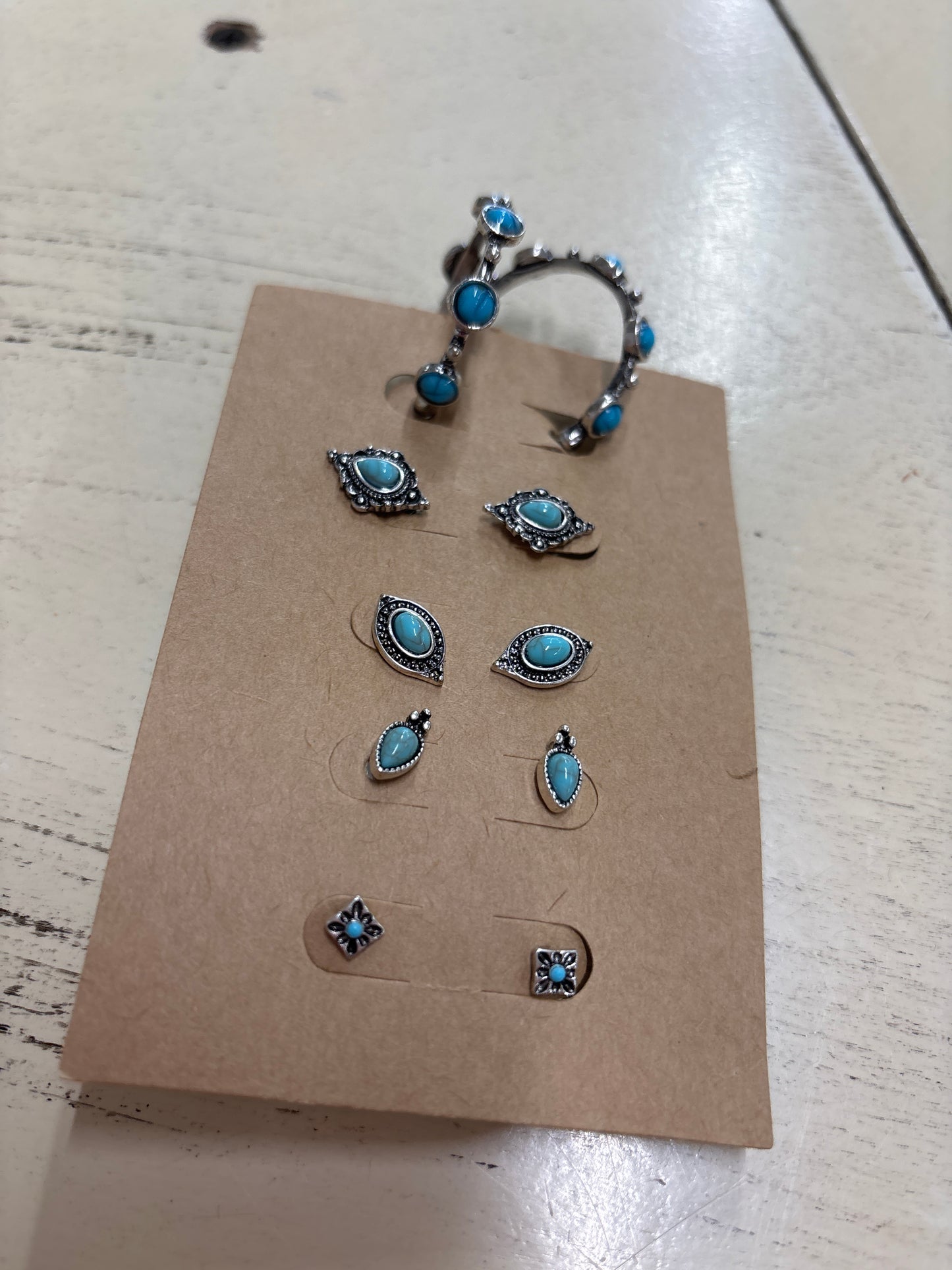 TIPI TURQUOISE HOOPS AND SMALL TEARDROP EARRINGS