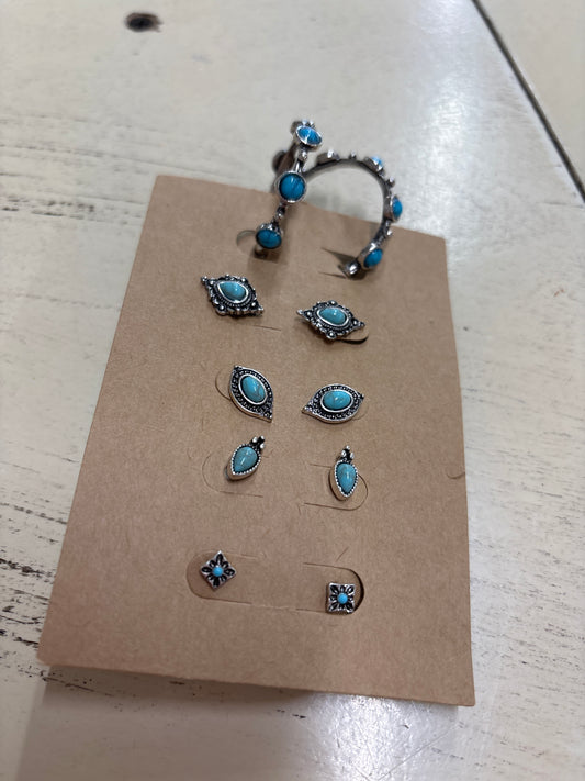 TIPI TURQUOISE HOOPS AND SMALL TEARDROP EARRINGS