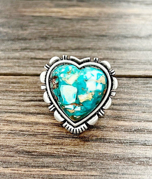 ISAC HEART GEMSTONE ADJ RING