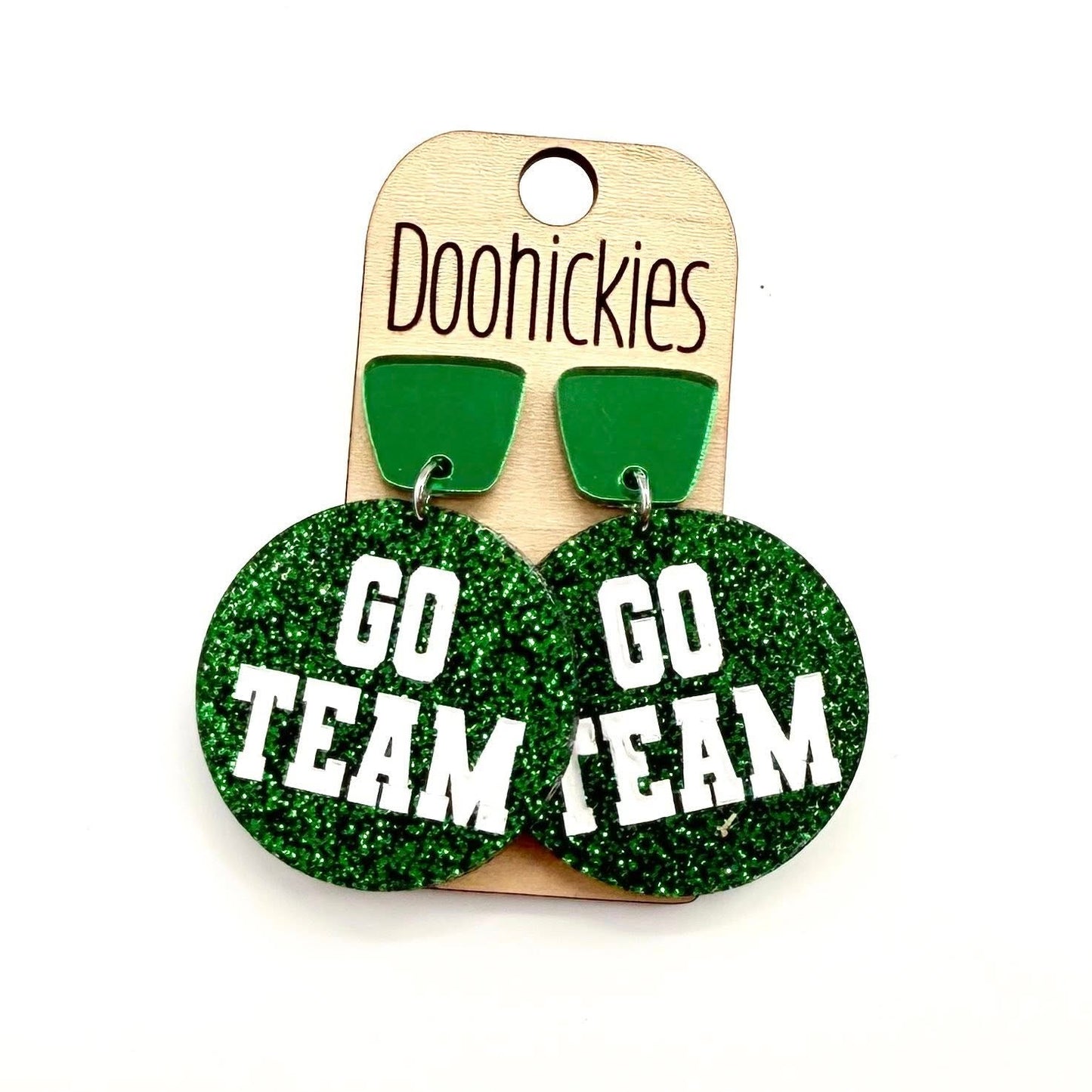 DOOHOOKIES- GO TEAM GLITTER DANGLE EARRINGS