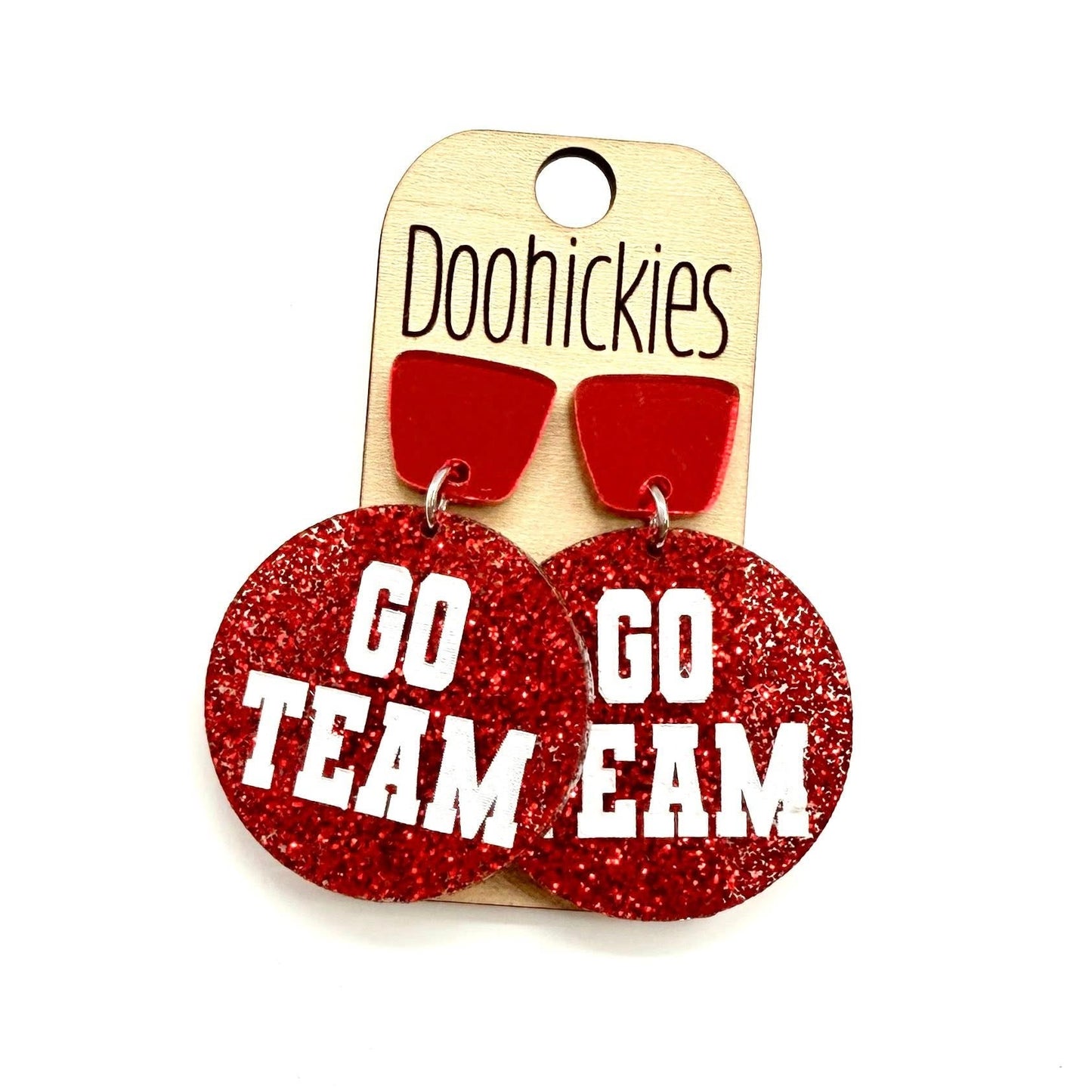 DOOHOOKIES- GO TEAM GLITTER DANGLE EARRINGS