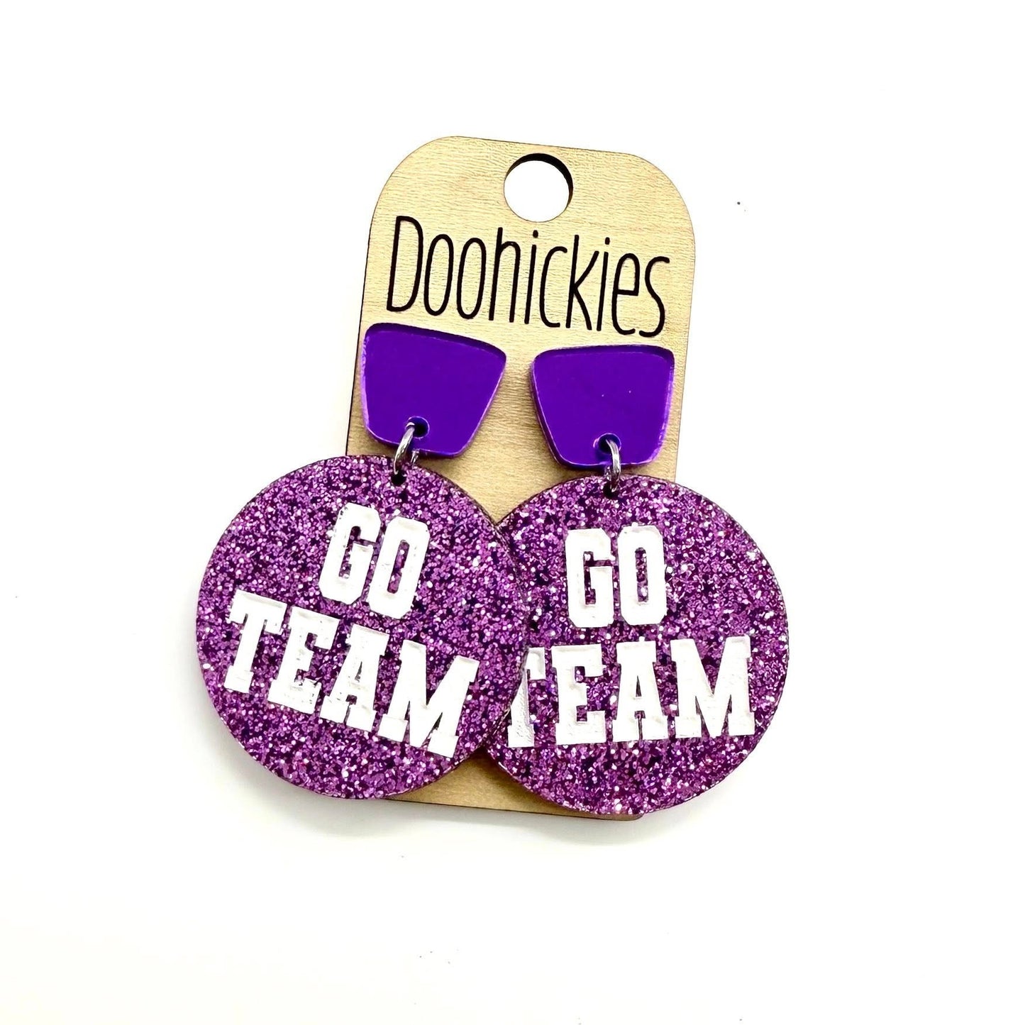 DOOHOOKIES- GO TEAM GLITTER DANGLE EARRINGS