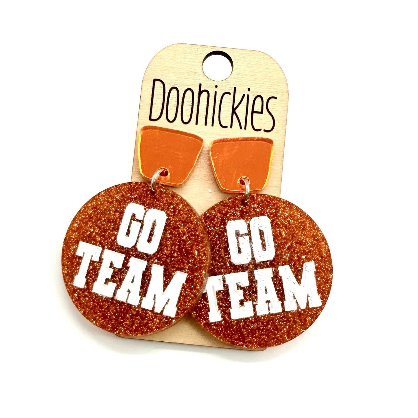 DOOHOOKIES- GO TEAM GLITTER DANGLE EARRINGS