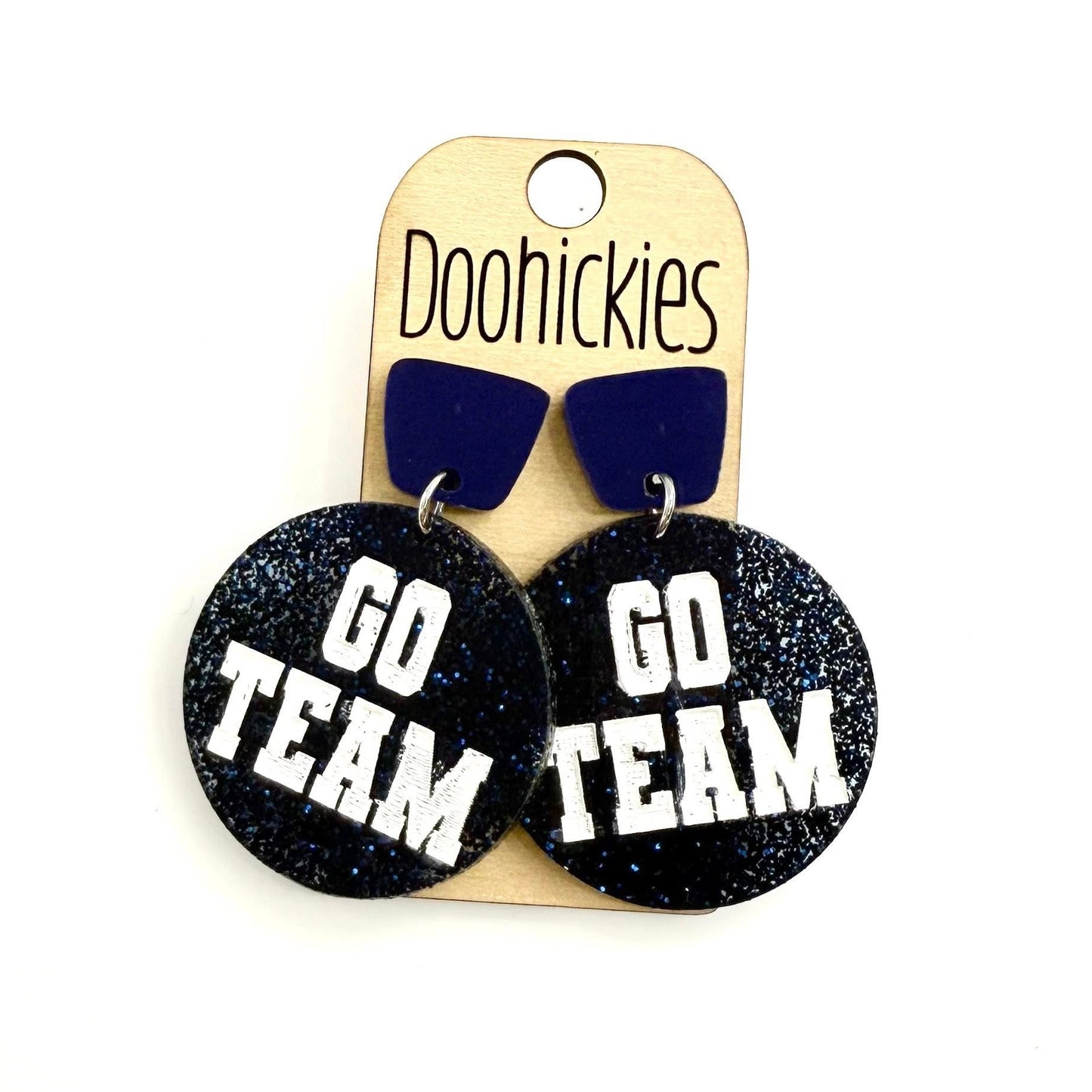 DOOHOOKIES- GO TEAM GLITTER DANGLE EARRINGS