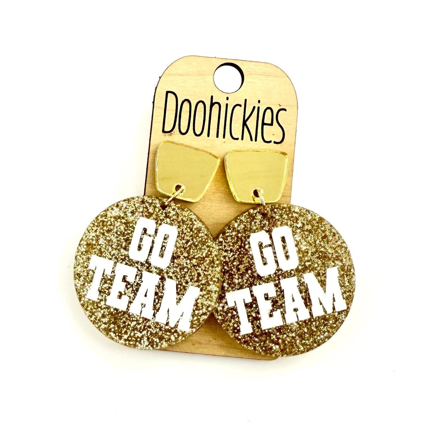 DOOHOOKIES- GO TEAM GLITTER DANGLE EARRINGS