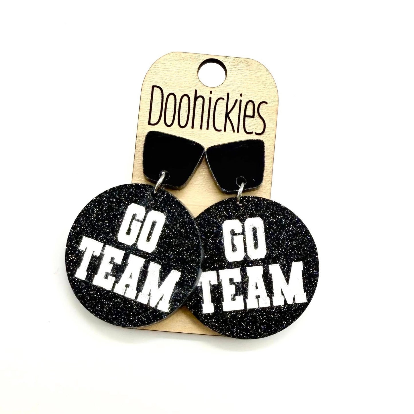 DOOHOOKIES- GO TEAM GLITTER DANGLE EARRINGS