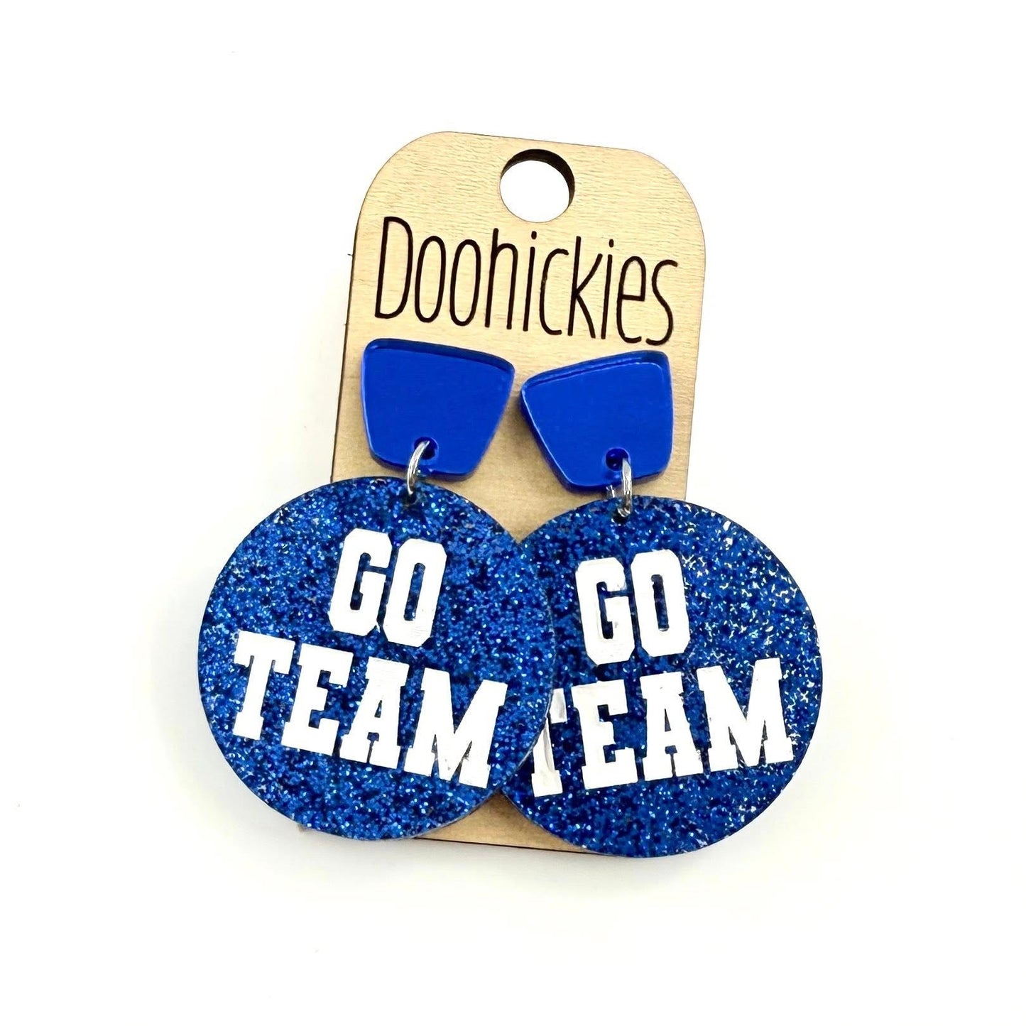 DOOHOOKIES- GO TEAM GLITTER DANGLE EARRINGS