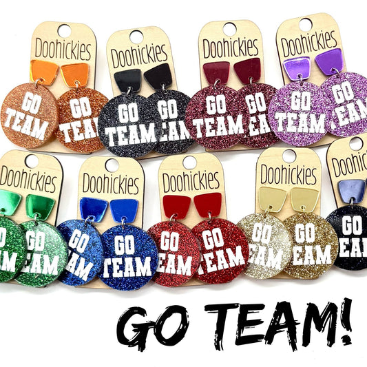 DOOHOOKIES- GO TEAM GLITTER DANGLE EARRINGS