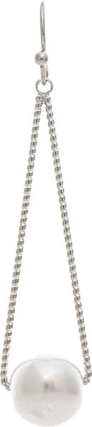 RAIN FAUX PEARL TRAPEZE EARRING-SILVER