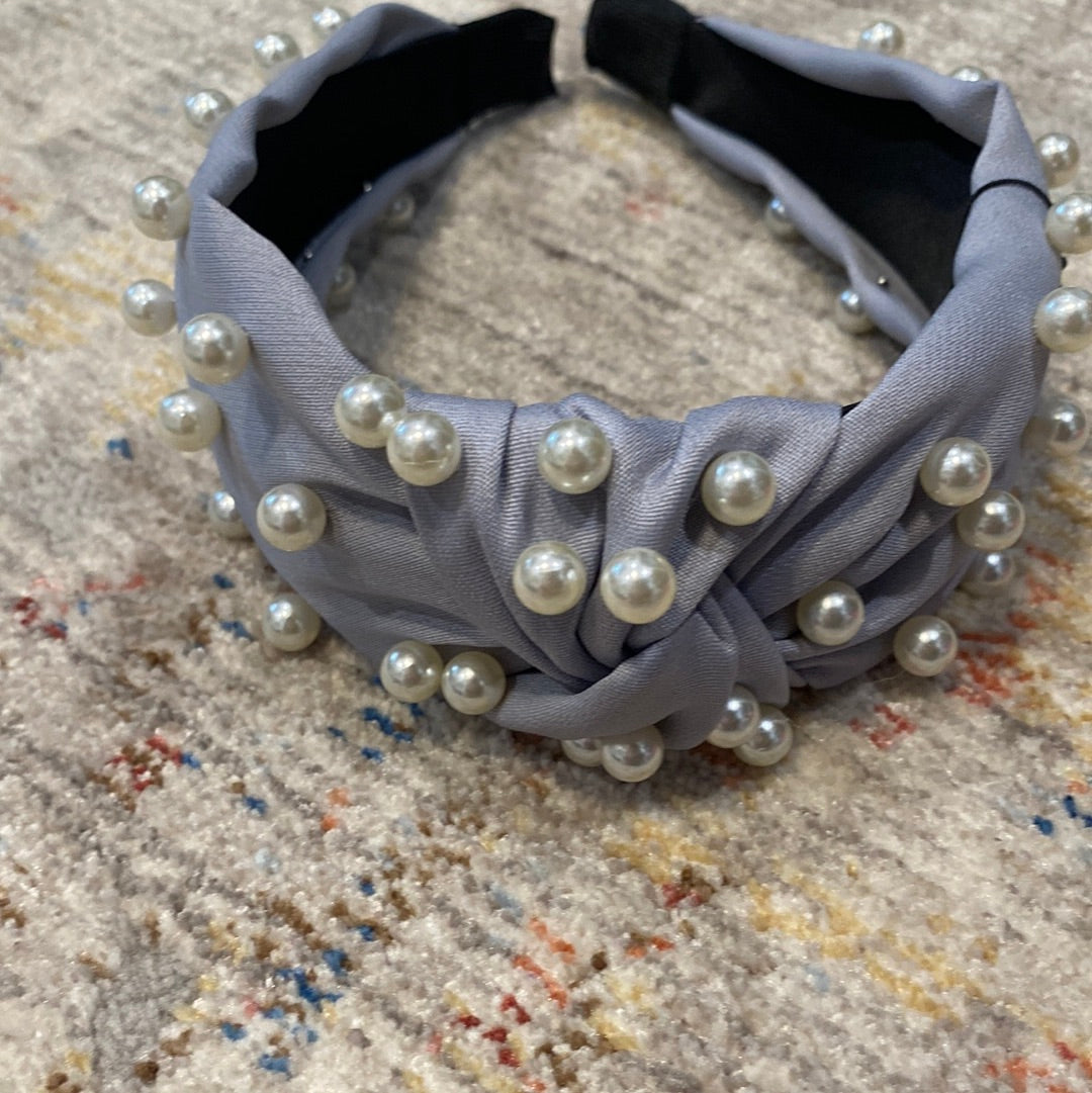 SATIN HEADBAND W/PEARLS