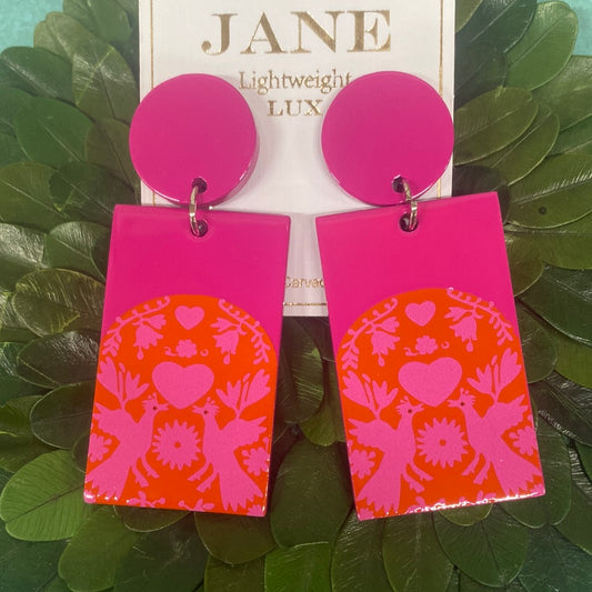 ACCESSORY JANE EARR-PINK/RED HEART/BIRD