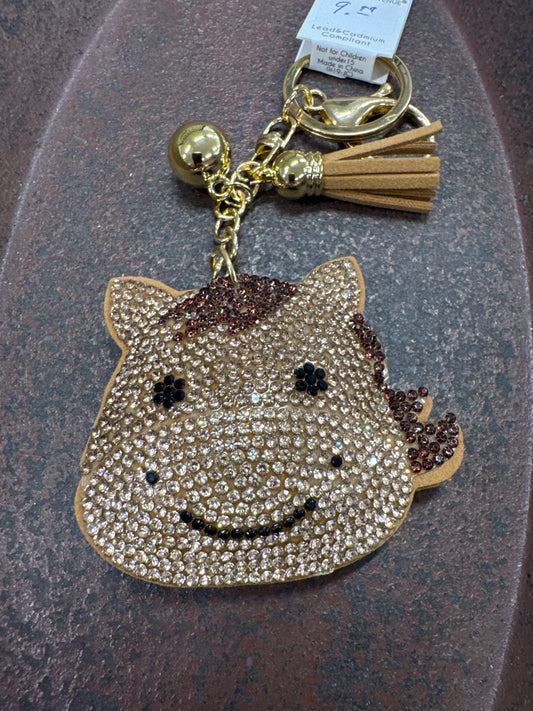 PUFF GLITTER KEY CHAIN-HORSE HEAD