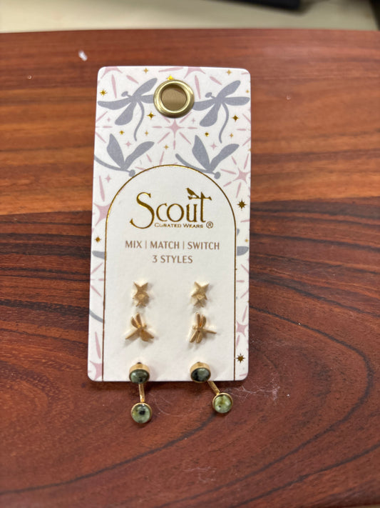 SCOUT STUD TRIO EAR JACKET-AFR-TURQ-GOLD