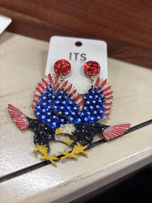 ITS EARINGS-RED/WHT/BLUE EAGLES